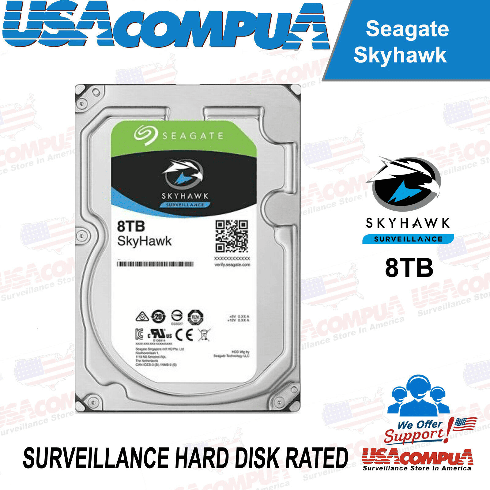 1TB Seagate Skyhawk AI SATA III 6.0GB/S 3.5" HDD 256MB NEW 2024