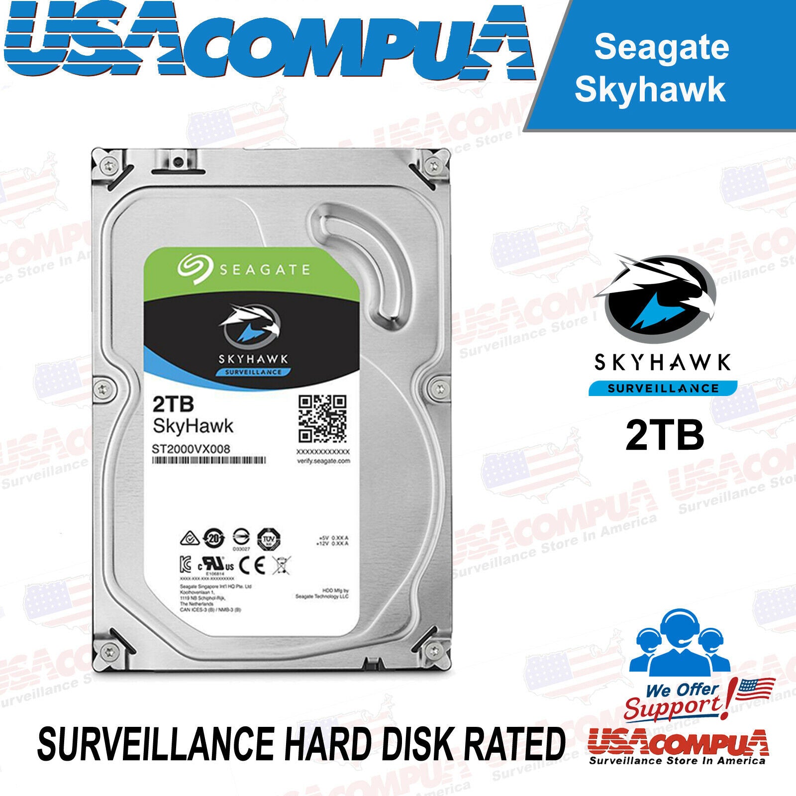 Thumbnail 6 for 1TB Seagate Skyhawk AI SATA III 6.0GB/S 3.5" HDD 256MB NEW 2024
