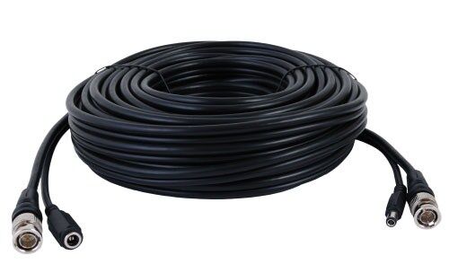 Extender Siamese 60ft CABLE (Black) PREMIUM CCTV Security Camera Video BNC Adapter