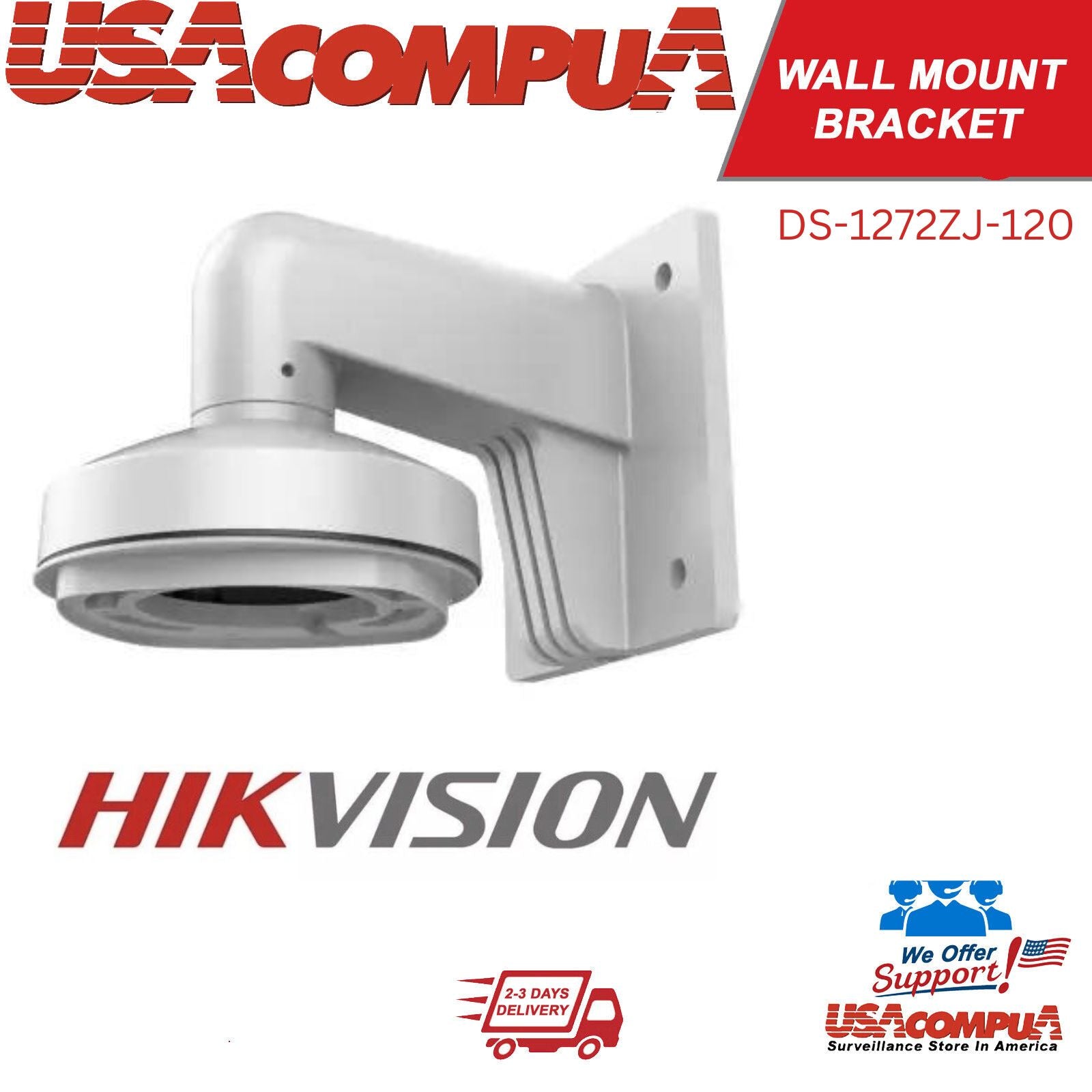 Thumbnail 2 for Hikvision DS-1272ZJ-120 White Aluminum Wall Mount with Internal Cable Routing