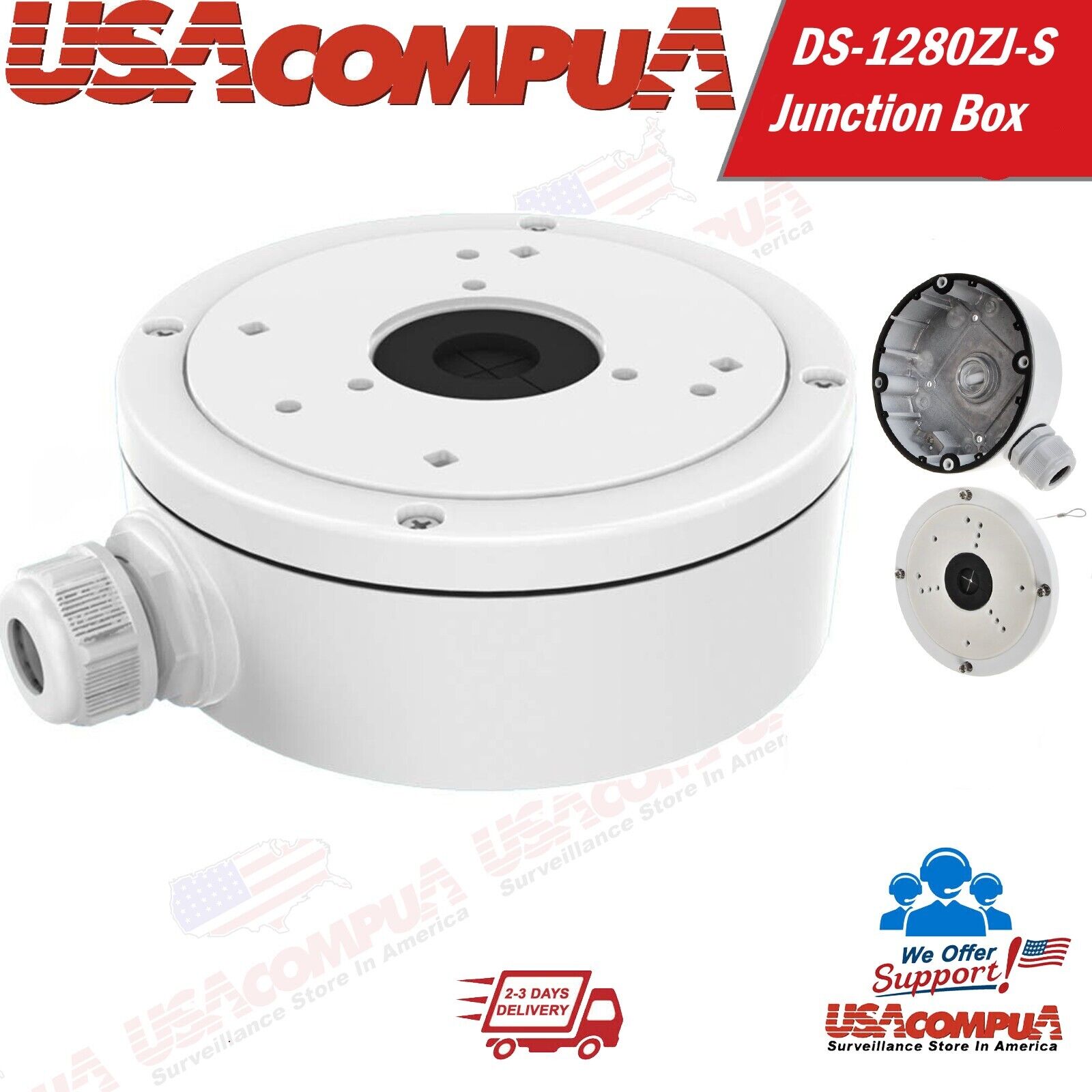 Thumbnail 2 for Hikvision DS-1280ZJ-S Aluminum Junction Box for Dome Cameras
