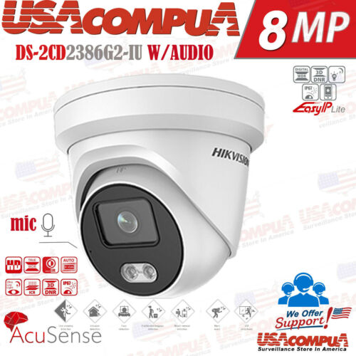 Thumbnail 7 for Hikvision DS-2CD2386G2-IU 8MP AcuSense Turret Network Camera with Mic PoE IP67 4K UHD
