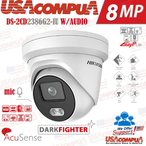 Thumbnail 8 for Hikvision DS-2CD2386G2-IU 8MP AcuSense Turret Network Camera with Mic PoE IP67 4K UHD