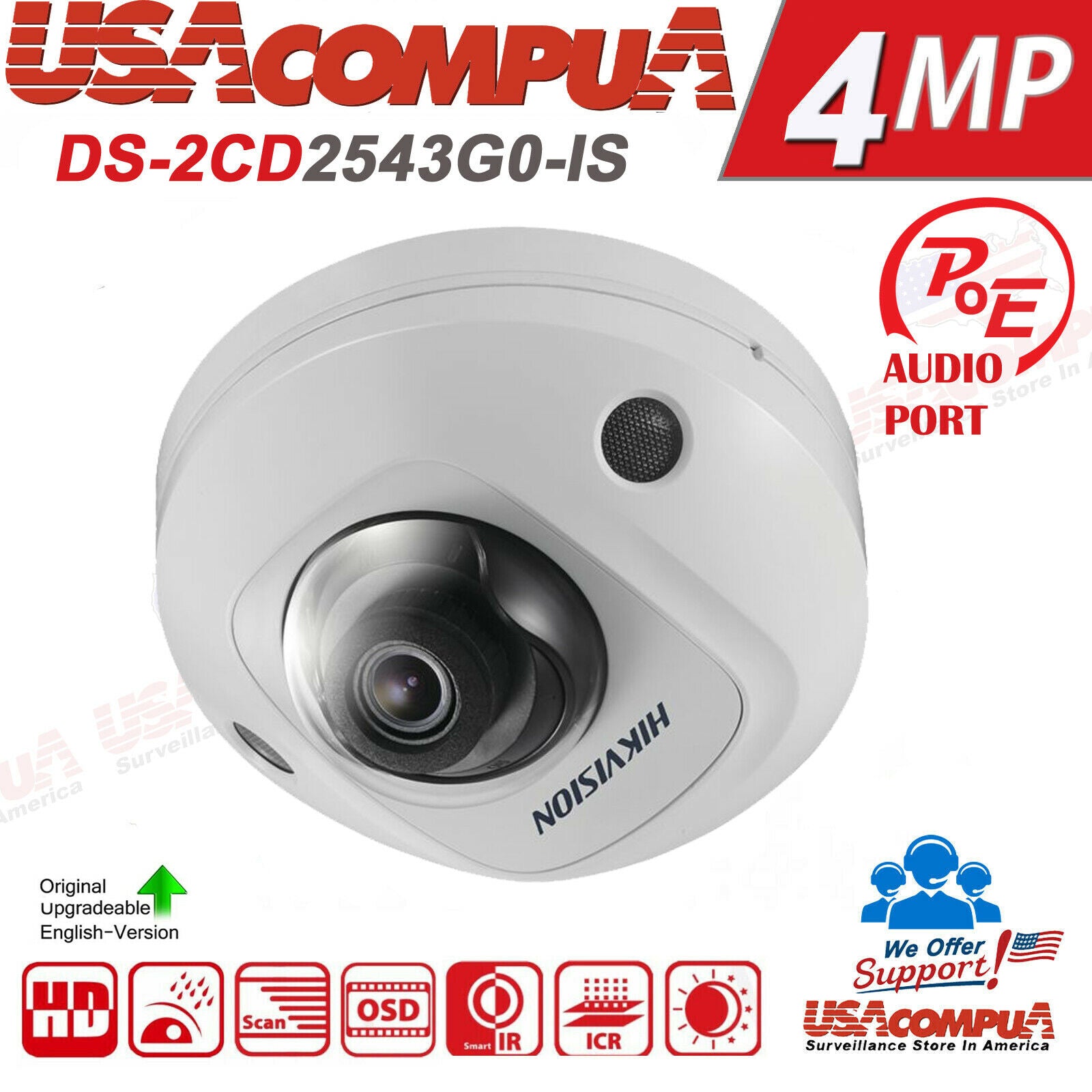 Thumbnail 2 for HIKVISION 4MP POE IP CAMERA DS-2CD2543G0-IWS Wireless Built-inMic H.265+