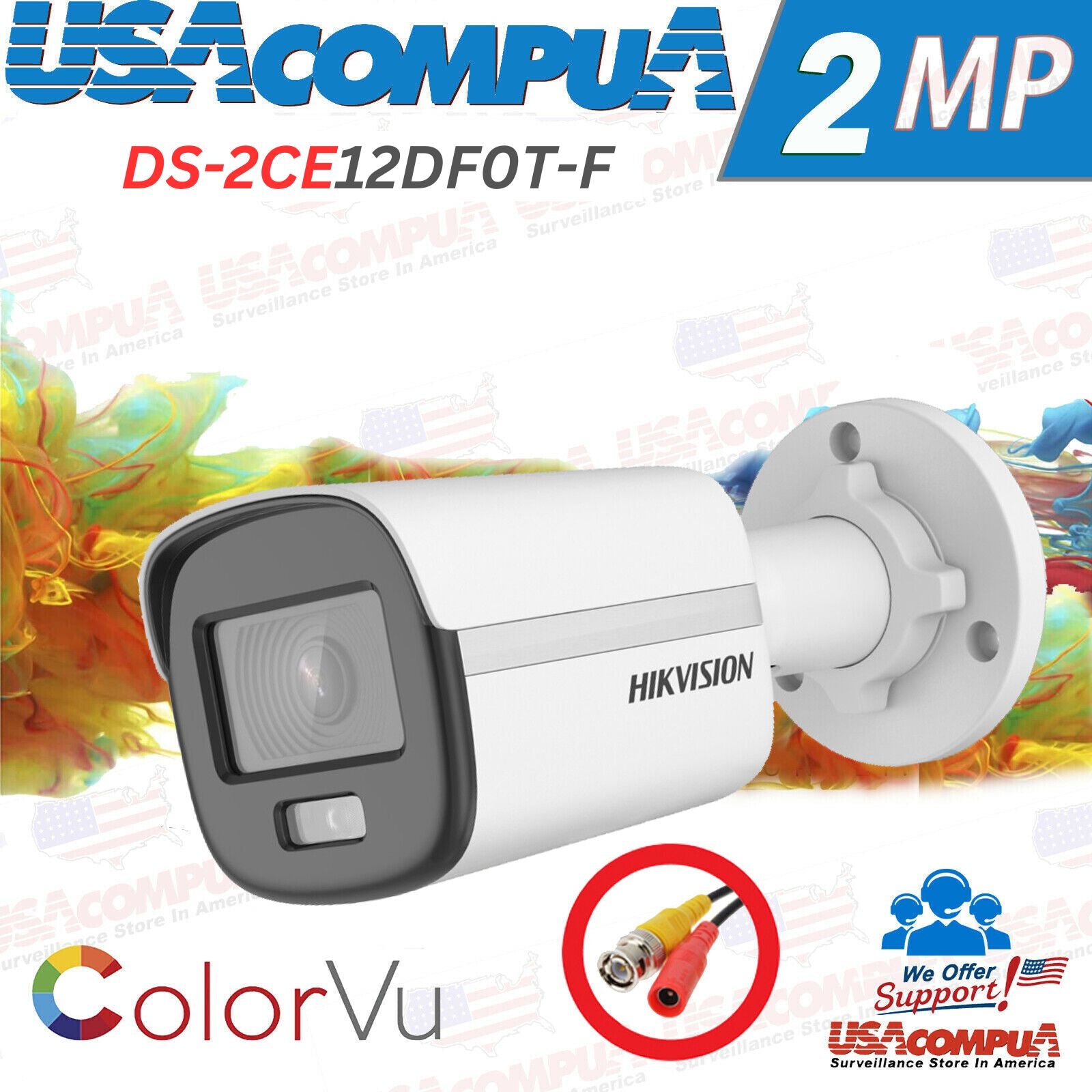 Thumbnail 2 for DS-2CE10DF0T-F Hikvision 2MP ColorVu IR DNR/WDR Bullet Camera 2.8mm