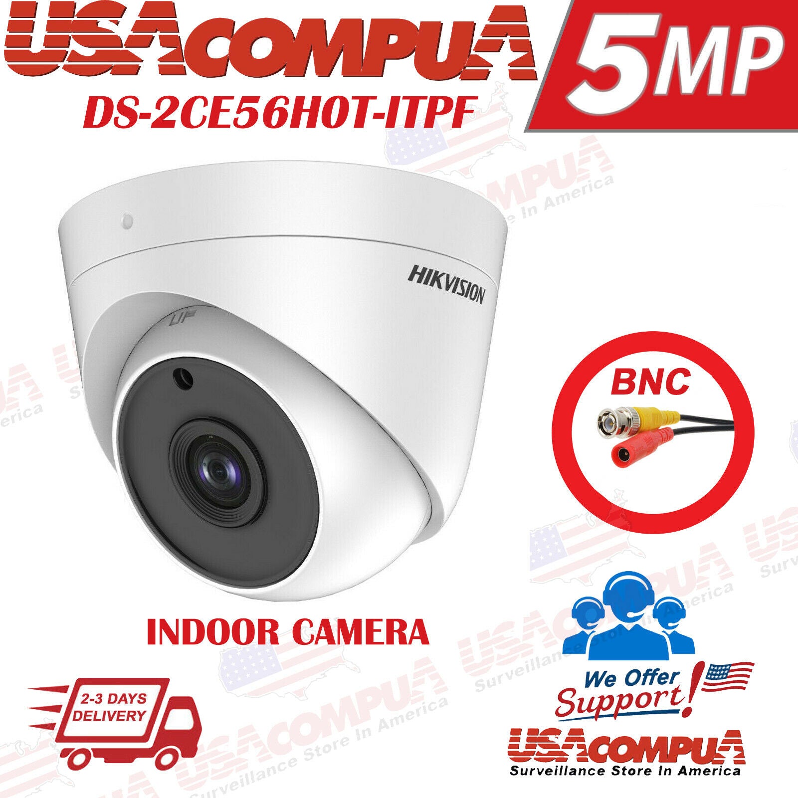 Thumbnail 2 for DS-2CE56H0T-ITPF Hikvision 5MP Turbo HD Analog 4in1 Indoor IR Turret