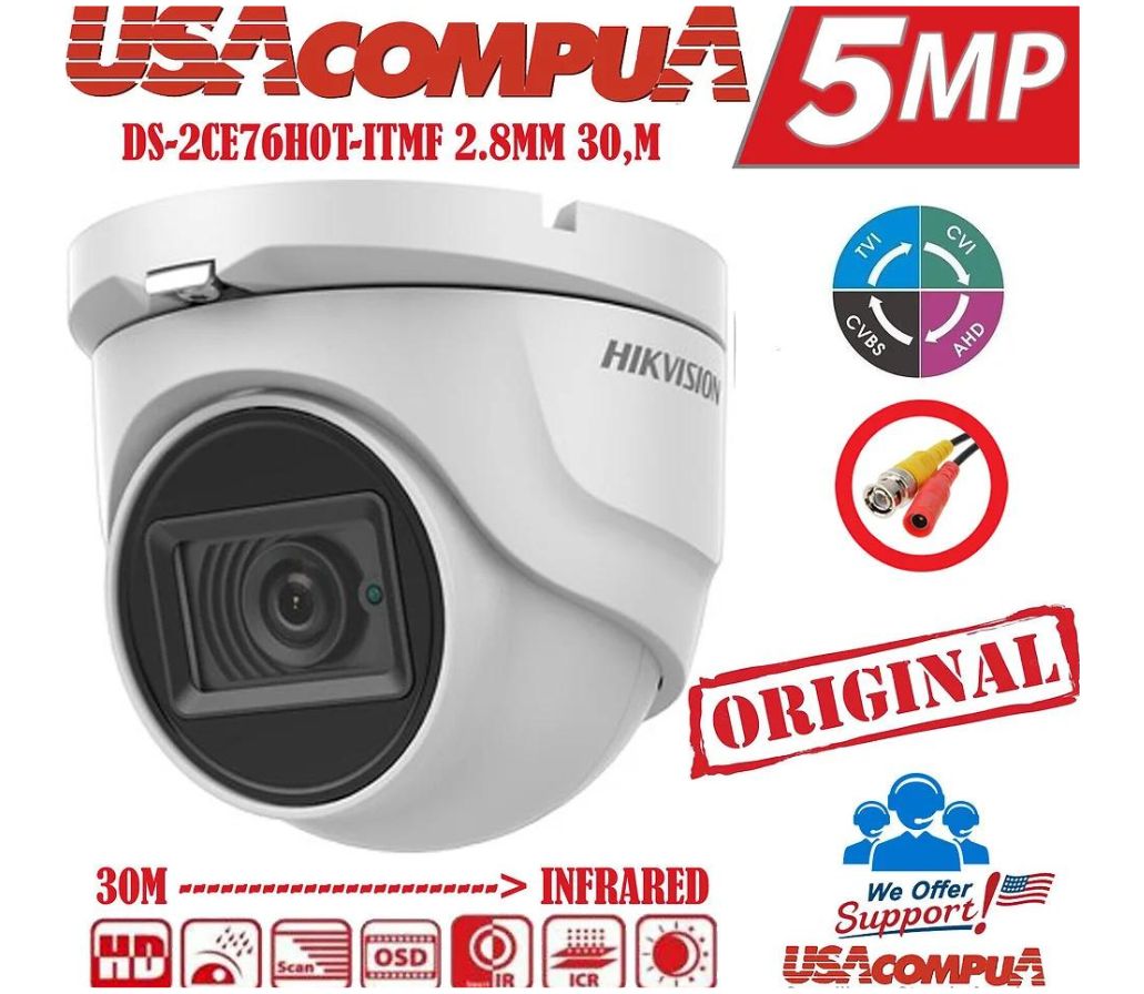 Thumbnail 2 for Hikvision DS-2CE76H0T-ITMFS 5MP Audio Dome Camera HDTVI 2.8mm Outdoor