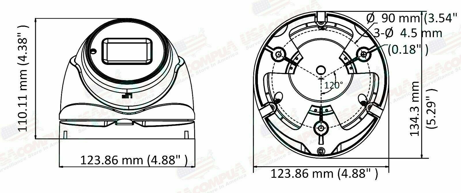 Thumbnail 5 for DS-2CE79H0T-IT3ZF Hikvision 5MP Camera HD-TVIDome BNC Varifocal Motorized IR 40m