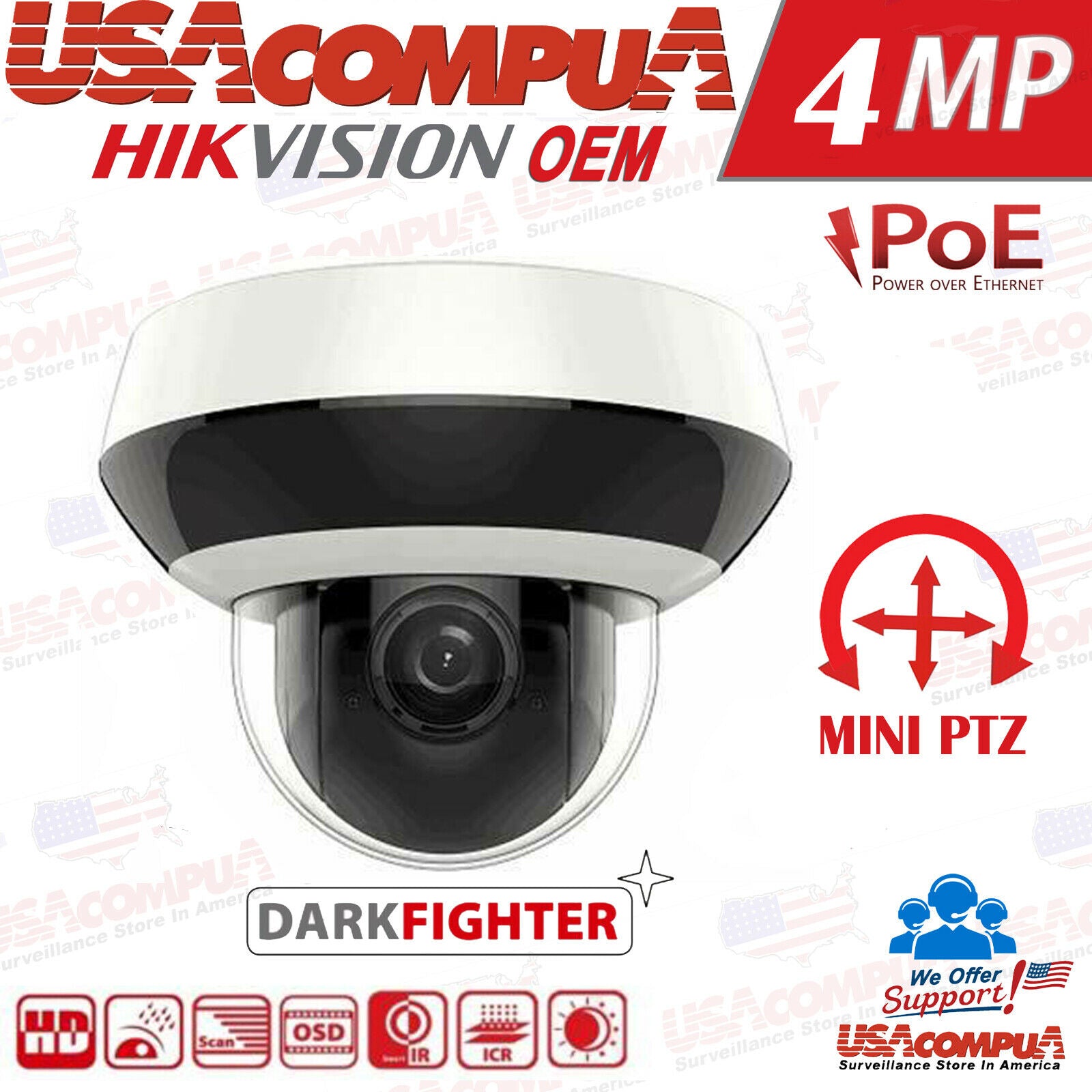 Thumbnail 3 for DS-2DE2A404IWE Hikvision Mini PTZ 4MP PoE IP Network Camera 4X Zoom WDR