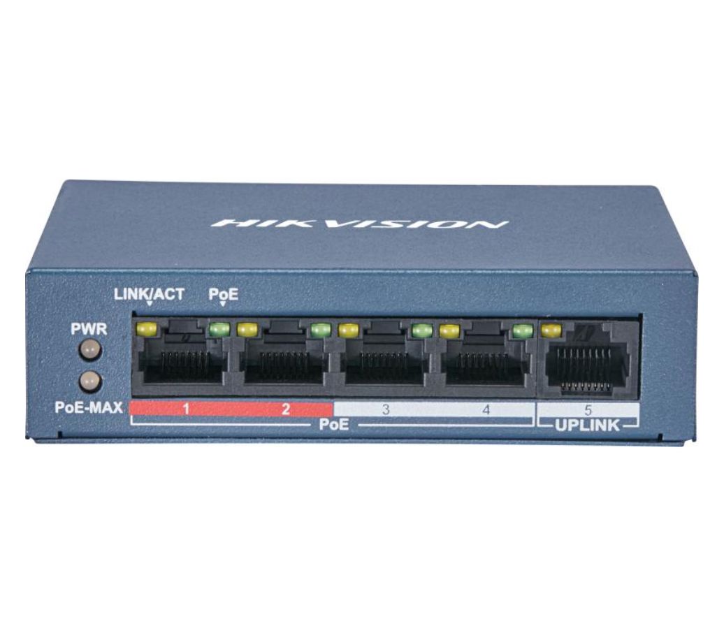 Thumbnail 2 for DS-3E0105P-E/M Hikvision 4 Port Fast Ethernet Unmanaged POE Switch
