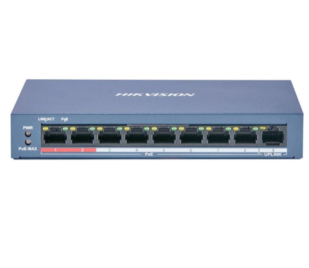 Thumbnail 2 for Hikvision DS-3E0109P-E/M(B) 8-Port PoE Switch with Long-Range Power & Surge Protection