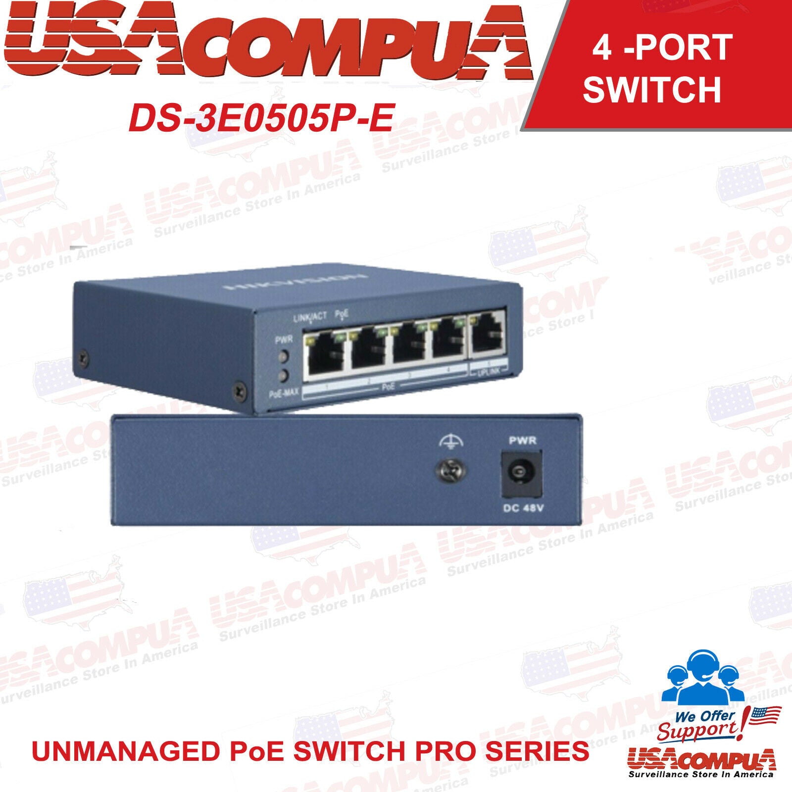 Thumbnail 3 for DS-3E0505P-E Switch Hikvision 4-ports Unmanaged Gigabit PoE