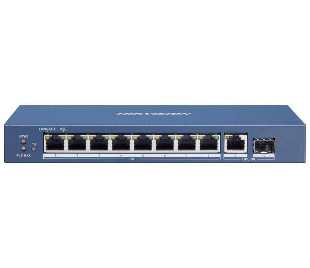 Thumbnail 2 for DS-3E0510P-E/M Hikvision 8 Port Gigabit Unmanaged POE Switch