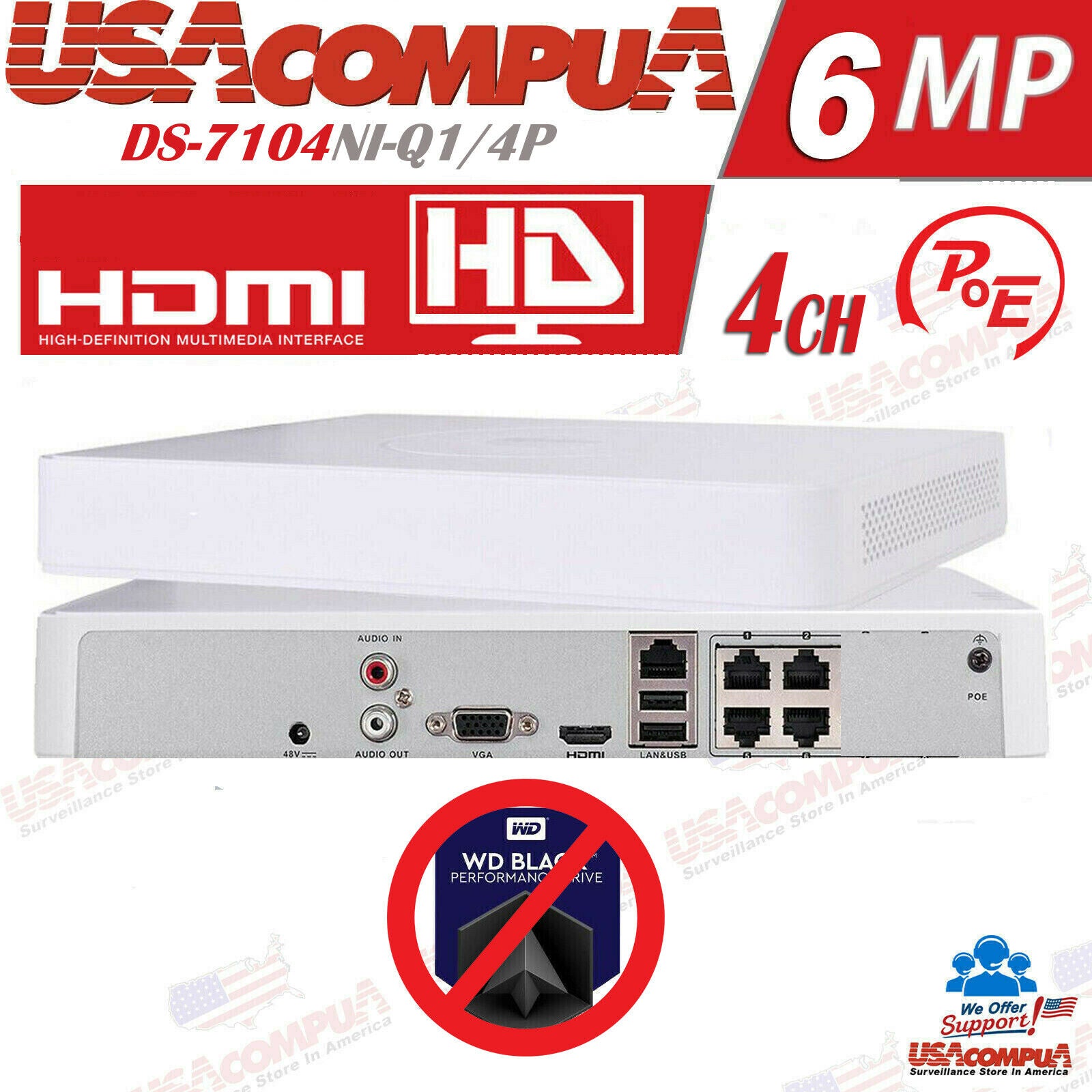 Thumbnail 8 for Hikvision 4CH POE 4 Channel NVR DS-7104NI-Q1/4P Original English W/Hard Drive