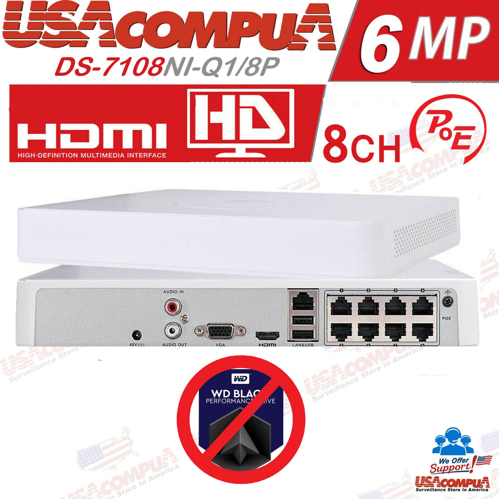 Thumbnail 5 for Hikvision DS-7108NI-Q1/8P 8-Channel PoE NVR with 6MP Support and H.265+