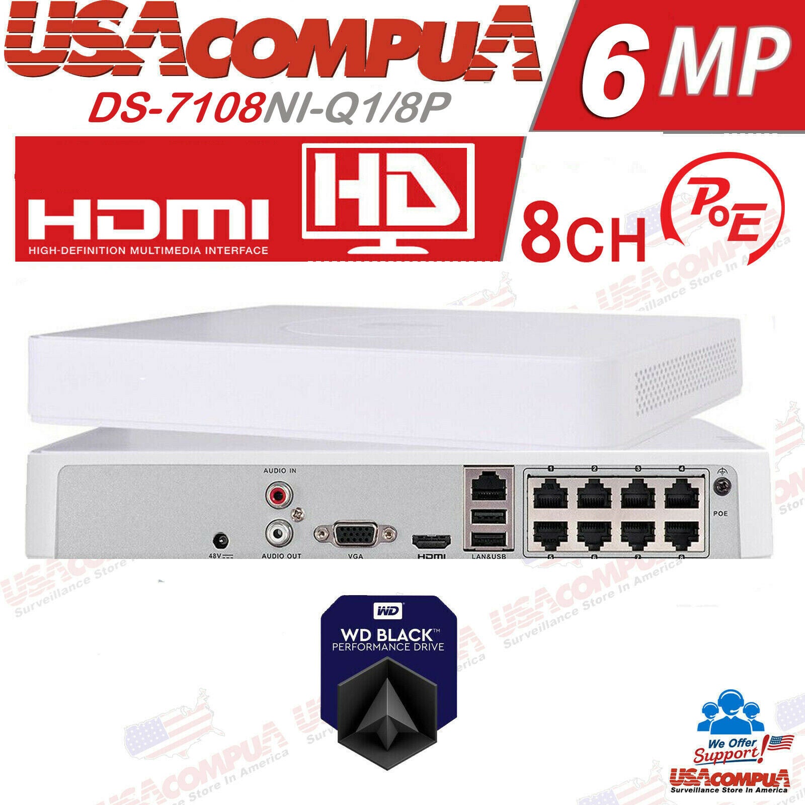 Thumbnail 6 for Hikvision DS-7108NI-Q1/8P 8-Channel PoE NVR with 6MP Support and H.265+