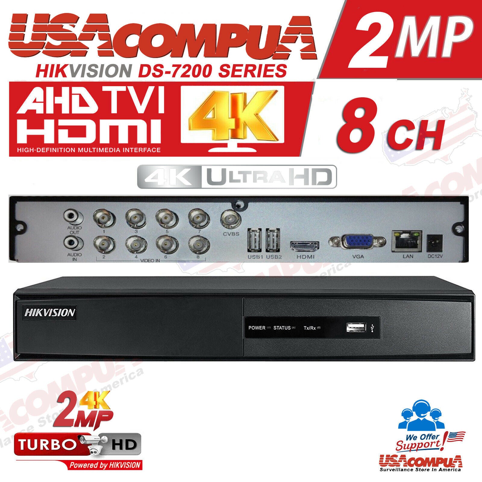 Thumbnail 5 for Hikvision 08 Ch DVR 4K DS-7208HGHI-F1/N ( Hard Drive Optional) HD 1080P Turbohd