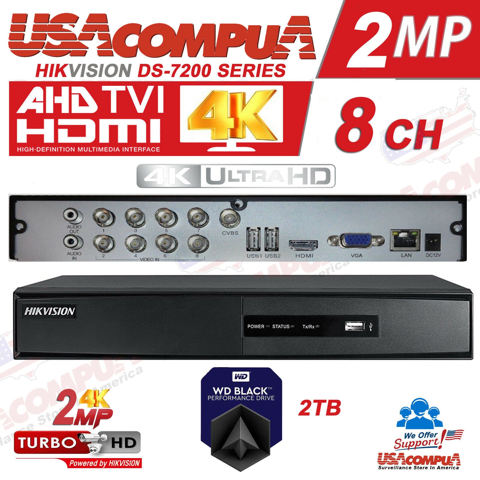 Thumbnail 7 for Hikvision 08 Ch DVR 4K DS-7208HGHI-F1/N ( Hard Drive Optional) HD 1080P Turbohd