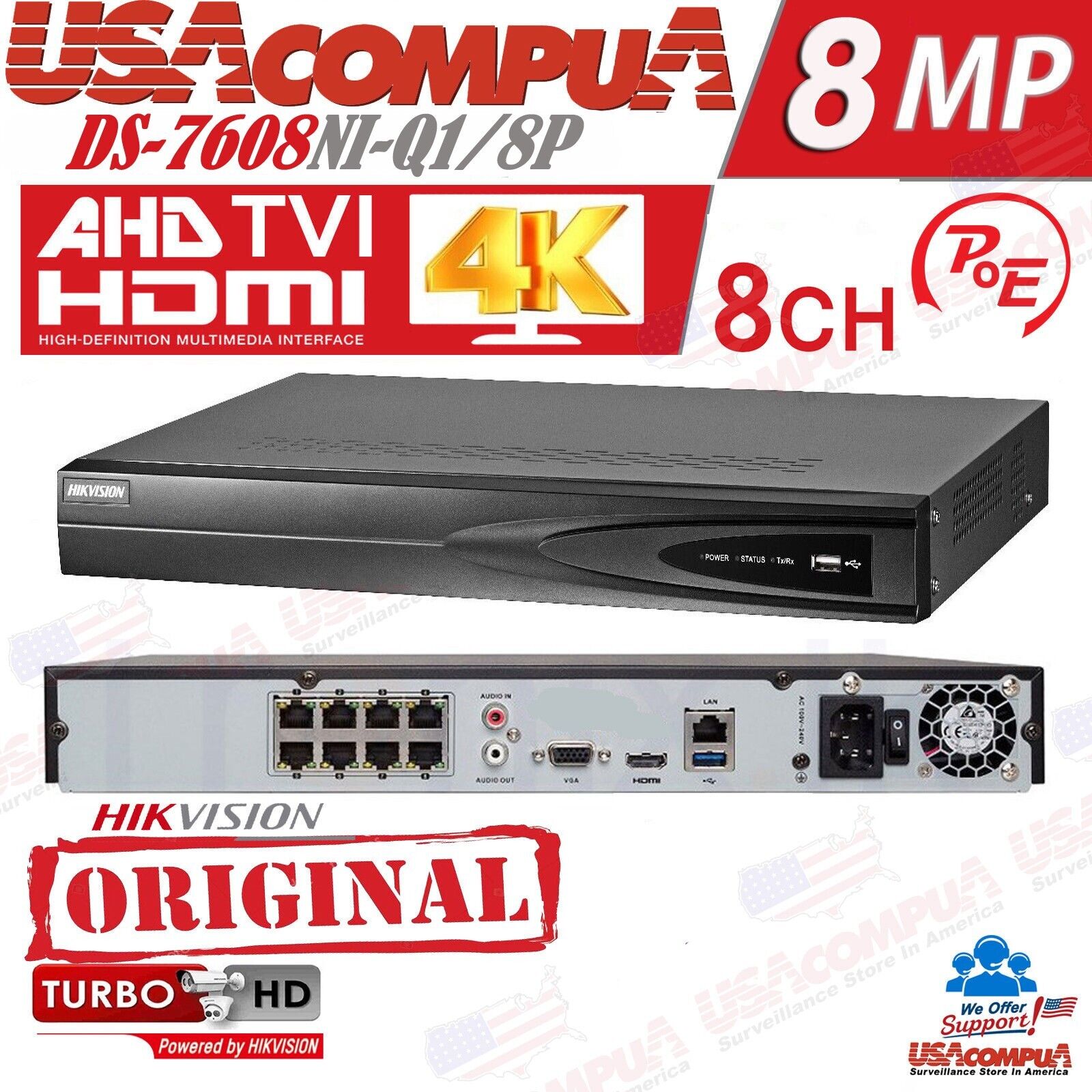 Thumbnail 4 for Hikvision DS-7608NI-Q1/8P 8-Channel 4K PoE Network Video Recorder NVR