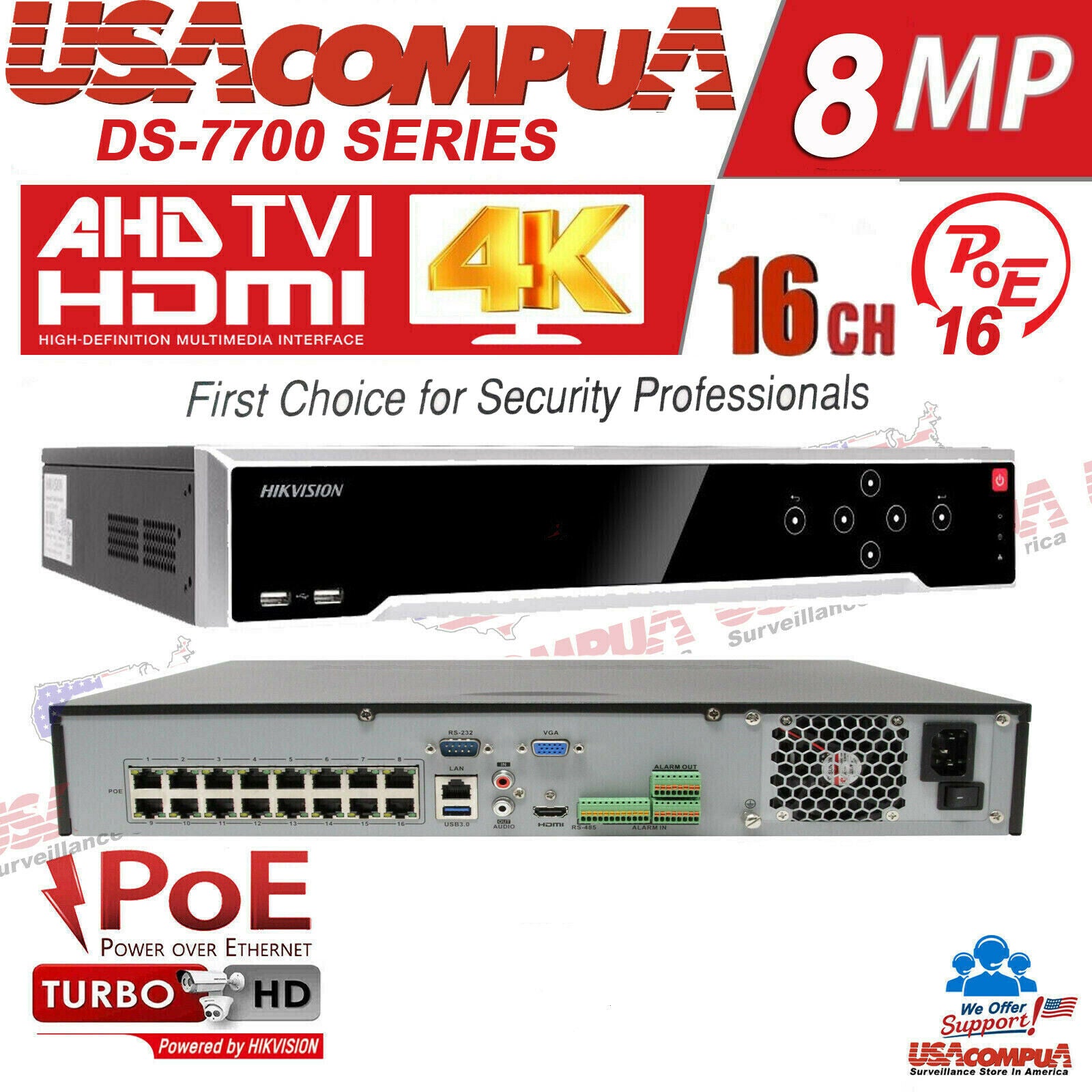 Thumbnail 2 for DS-7716NI-K4/16P Hikvision NVR 16 Channel 16CH PoE