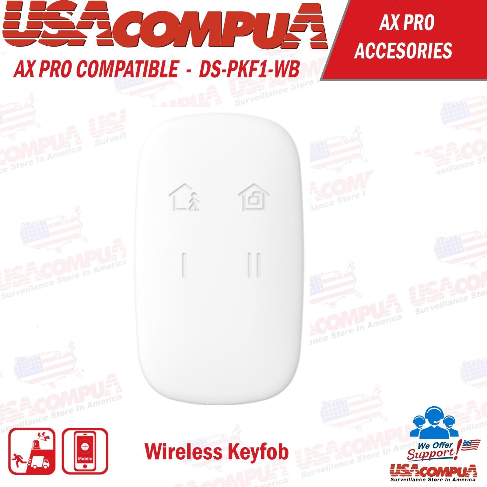 Thumbnail 2 for Hikvisiom DS-PKF1-WB (AX PRO) Remote Control for Alarm Panel