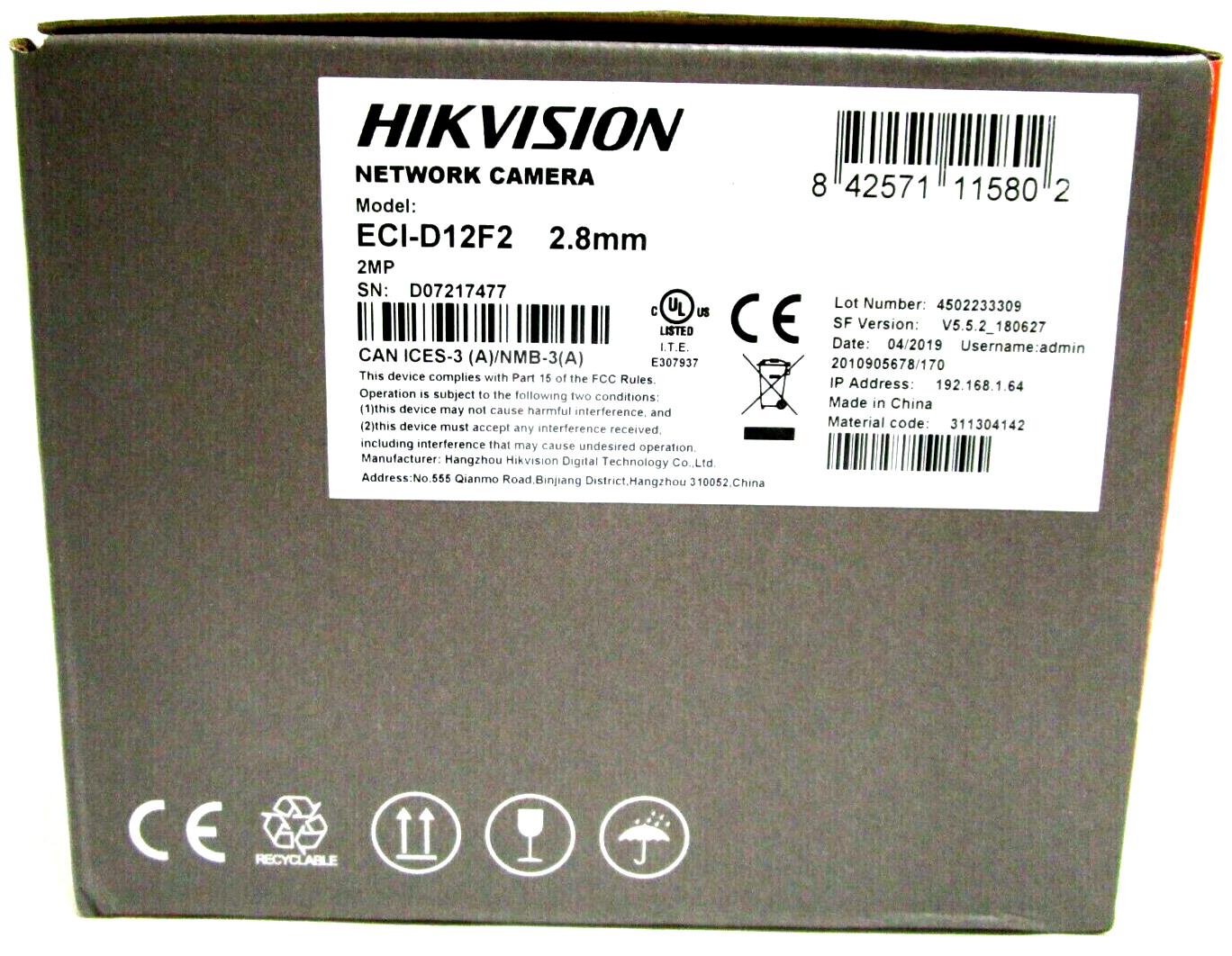 Thumbnail 5 for ECI-D14F2 4MP Fixed Dome IP Camera with Audio, PoE, IR Night Vision, IP67