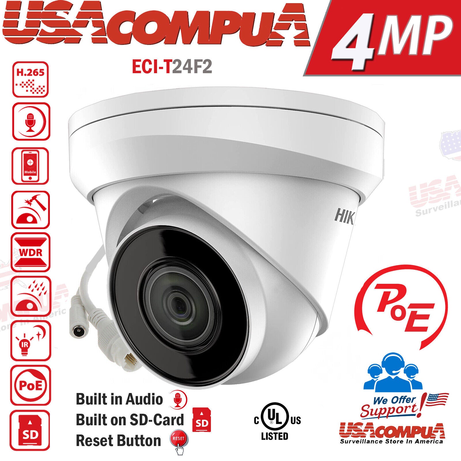 Thumbnail 3 for Hikvision ECI-T24F2 4MP Fixed Turret Network Camera with EXIR IR and WDR
