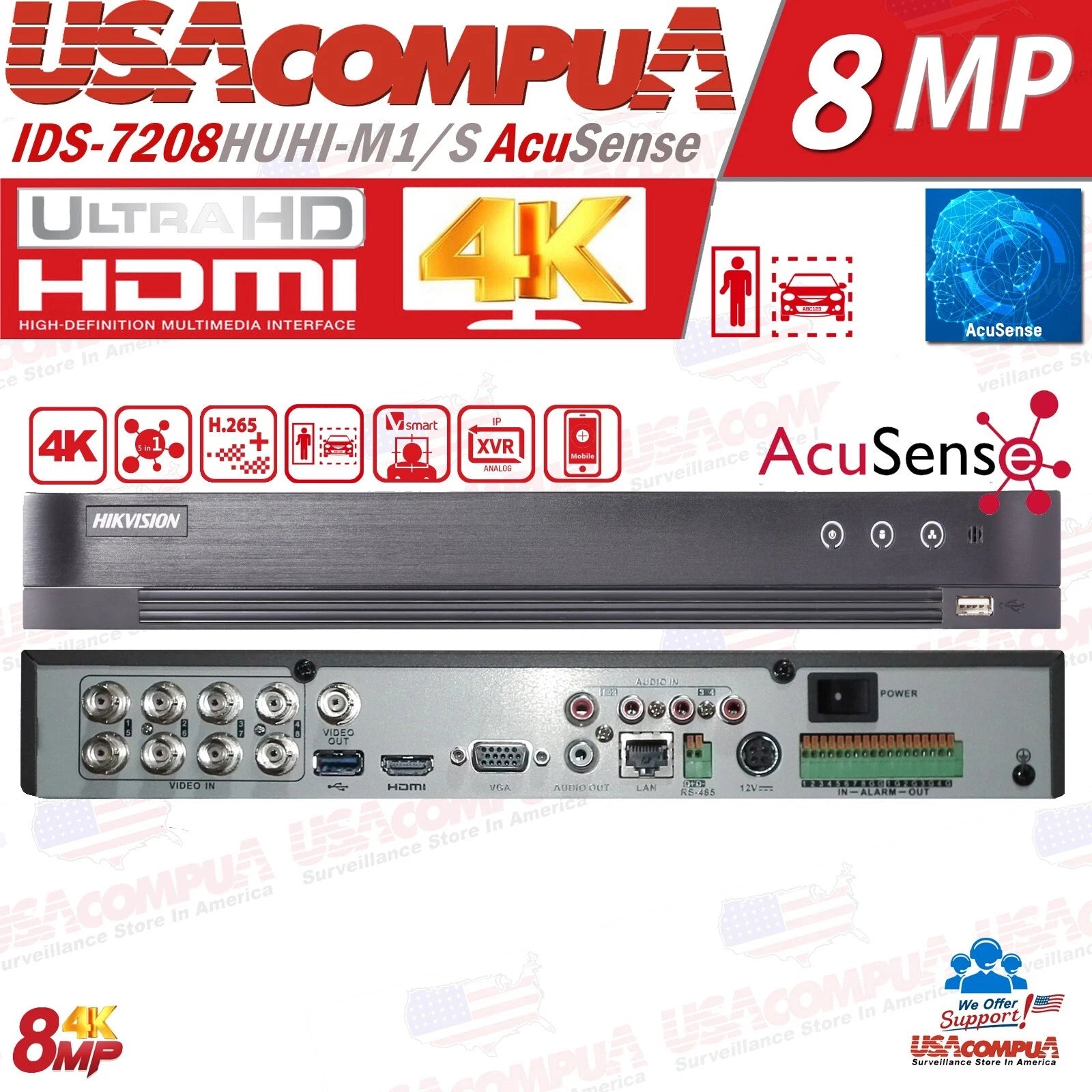 Thumbnail 4 for Hikvision iDS-7208HUHI-M1/S 8-Channel AcuSense DVR with 4K Output H.265 Pro+